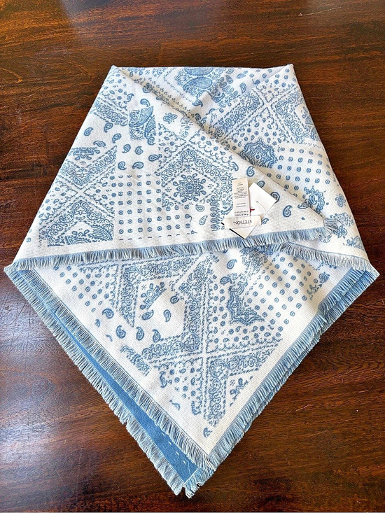 Stetson Accessories - Stetson Reversible Paisley Scarf / Wrap in Blue & White